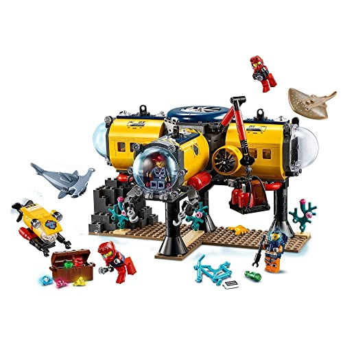LEGO 60265 City Océano: Base de Exploración, Juguete Submarino con Figuras de Animales Marinos para Niños y Niñas 6 Años