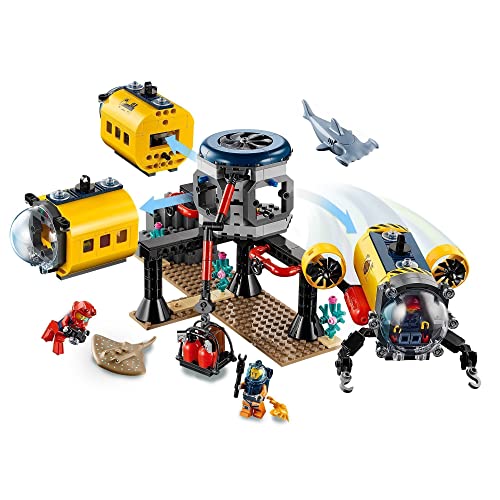 LEGO 60265 City Océano: Base de Exploración, Juguete Submarino con Figuras de Animales Marinos para Niños y Niñas 6 Años