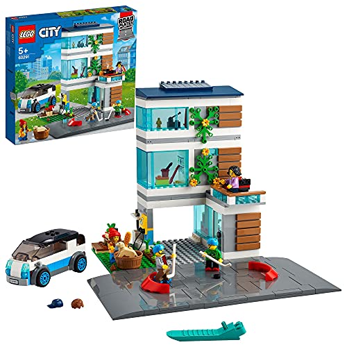 LEGO 60291 City Casa Familiar Casa de Muñecas Moderna con Placas de Carretera, Set de Construcción para Niños y Niñas