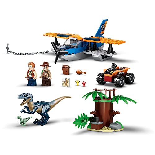 LEGO 75942 Jurassic World Velociraptor: Misión de Rescate en Biplano, Juguete de Construcción de Dinosaurios para Niños 4 años