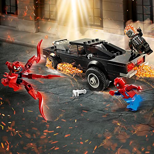 LEGO 76173 Spider-Man y el Motorista Fantasma vs. Carnage, Set de Superhéroes Marvel Juguete con Coche de Construcción
