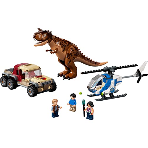 LEGO 76941 Jurassic World Persecución del Dinosaurio Carnotaurus, Juguete con Helicóptero y Furgoneta para Niños a Partir de 7 años