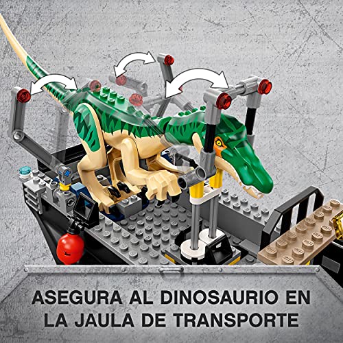 LEGO 76942 Jurassic World Fuga del Barco del Dinosaurio Baryonyx, Juguete con Barco y Lancha para Niños y Niñas +8 años