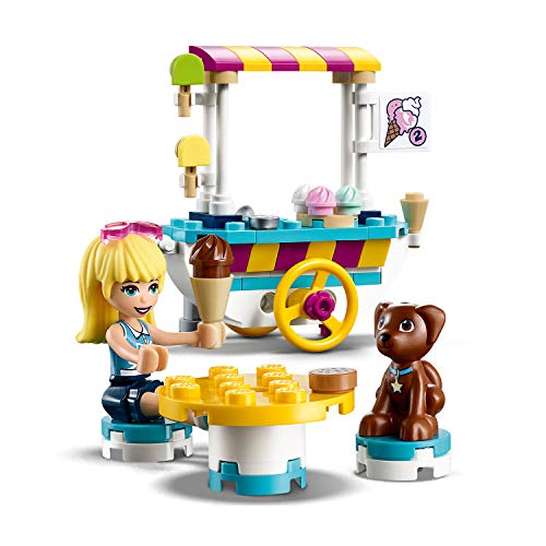 LEGO Friends - Heladería Móvil, Set de Construcción de Carrito para Vender Helados y Dulces, Incluye Muñeca de Stephanie, Dash el Perro y una Moto Scooter Azul (41389)