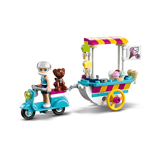 LEGO Friends - Heladería Móvil, Set de Construcción de Carrito para Vender Helados y Dulces, Incluye Muñeca de Stephanie, Dash el Perro y una Moto Scooter Azul (41389)