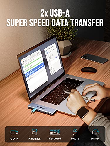Lemorele Hub USB C Adaptador MacBook Pro/Air M1, 7 en 2 Aluminio Espacial Adaptador USB C Hub con HDMI 4K, 2 USB 3.0, PD100W, SD/TF, USB-C, para MacBook Pro M1 2020 - 2016, MacBook Air M1 2020 - 2016