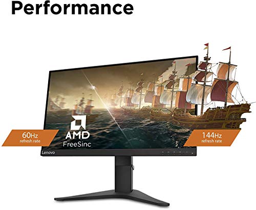 Lenovo G25-10 - Monitor Gaming 24.5" FullHD (TN, 144Hz, 1ms, HDMI, DP, FreeSync Premium y G-Sync, Base Metálica) Ajuste de inclinación/altura - Negro