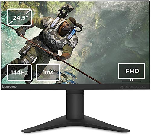 Lenovo G25-10 - Monitor Gaming 24.5" FullHD (TN, 144Hz, 1ms, HDMI, DP, FreeSync Premium y G-Sync, Base Metálica) Ajuste de inclinación/altura - Negro
