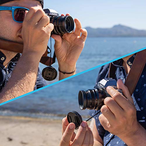 Lens-Aid – Cordón con Clip Adhesivo para Tapa de Objetivos – con Clip Adhesivo Universal en Goma, Ideal para Canon, Nikon, Fuji, Tamron, Sigma, Olympus (Set de 5 Piezas)