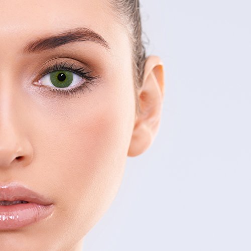 Lentes de contacto verdes naturales 'Platinum Green' de alta cobertura + contenedor de LENZOTICA I 1 par (2 piezas) I DIA 14.00 I sin aumento I 0,00 dioptrías