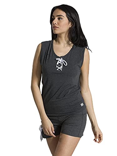 LEONE - Camiseta de Tirantes de Mujer Rips - FUSIÓN Antracita (08), Metro.