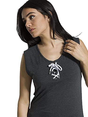LEONE - Camiseta de Tirantes de Mujer Rips - FUSIÓN Antracita (08), Metro.