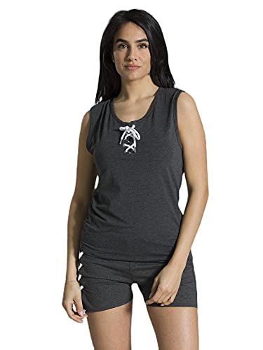 LEONE - Camiseta de Tirantes de Mujer Rips - FUSIÓN Antracita (08), Metro.