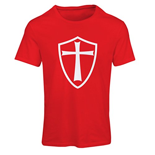 lepni.me Camiseta Mujer Caballeros Templarios - Escudo de los Templarios (Medium Rojo Blanco)