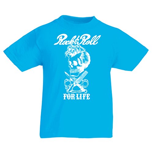 lepni.me Camiseta para Niño/Niña Rock and Roll For Life - 1960s, 1970s, 1980s - Banda de Rock Vintage - Musicalmente - Vestimenta de Concierto (9-11 Years Azul Claro Multicolor)