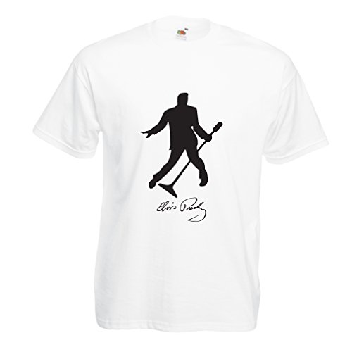 lepni.me Camisetas Hombre Me Encanta el King of Rock and Roll, 50s, 60s, 70s, Music Fan (Small Blanco Negro)