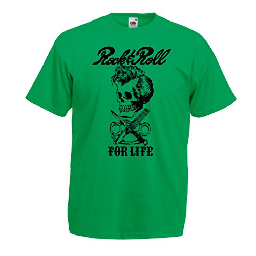 lepni.me Camisetas Hombre Rock and Roll For Life - 1960s, 1970s, 1980s - Banda de Rock Vintage - Musicalmente - Vestimenta de Concierto (XX-Large Verde Multicolor)
