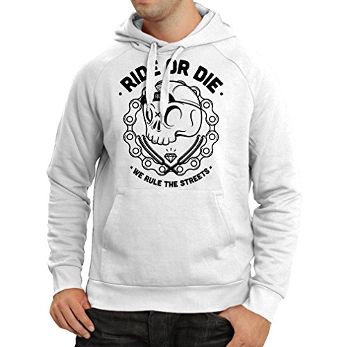 lepni.me N4611H Sudadera con Capucha Ride or Die (Large Blanco Multicolor)