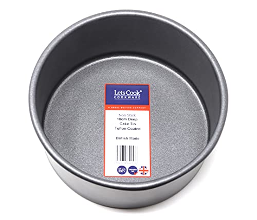 Lets Cook Cookware - Molde para tartas (18 cm, base fija, antiadherente, 18 cm), diseño británico