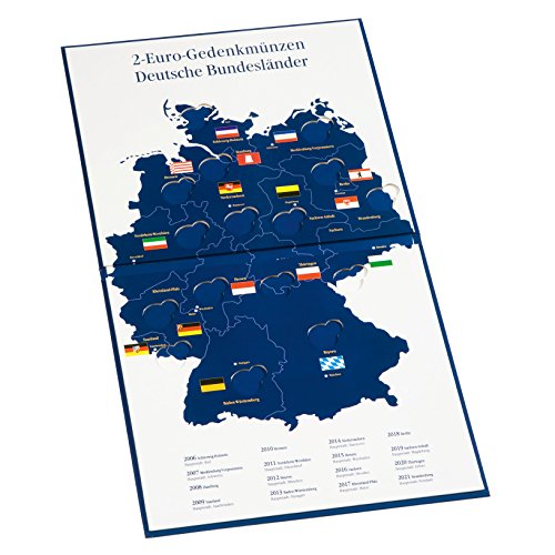 LEUCHTTURM 300408 PRESSO - Álbum de monedas para 16 monedas alemanas de 2 euros de los estados federados alemanes, color azul