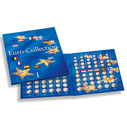 Leuchtturm Presso - Álbum para monedas de euro | Banda 1 + 2 en juego | Almacenamiento para juego de monedas de curso de Alemania, Portugal, España y muchos otros países de euro