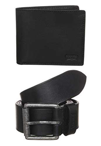 Levi's Full Grain Leather Mens Black Wallet and Belt Gift Box-90