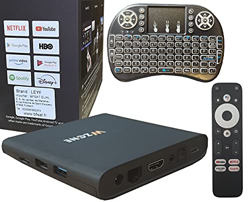 LEYF 4K Android TV Box Original Licensed by Google LLC and Netflix 4K / Free Update Support up to Android 13 / Mini Keyboard / WiFi, Type-C , HDMI 2.1 , USB 3.0,Ethernet,MicroSD / Smart TV,Chromecast