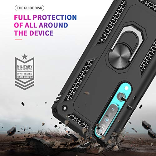 LeYi Funda para Xiaomi Mi 10 / MI 10 Pro, Armor Carcasa con 360 Grados Anillo iman Soporte Hard PC y Silicona TPU Bumper Antigolpes Case para Movil Xiaomi Mi 10,Negro