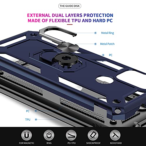 LeYi Funda para Xiaomi Redmi Note 10 4G / Redmi Note 10S con 2 Piezas Vidrio Templado y 2 Piezas Protectores Lente Cámara,Armor Carcasa con 360 Anillo Soporte Hard PC y Silicona Antigolpes Case,Azul