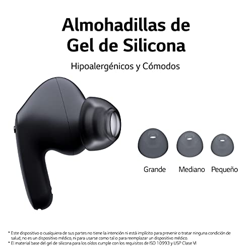 LG TONE FP5 - Auriculares True Wireless Bluetooth 5.2, con Cancelación Activa de Ruido, Sonido Meridian, Doble Micrófono, Carga Rápida, Autonomía de hasta 22 Horas, Protección IPX4, Color Negro