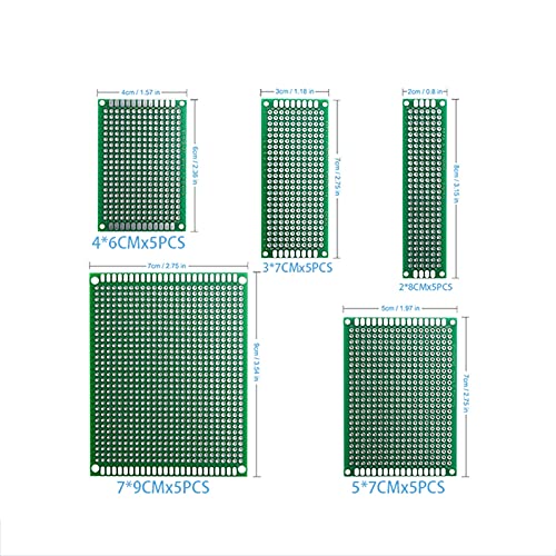 LHaoFY 2 5pcs PCB Prototype Board Circuit Protoboard Universario Doble Side Prototype DIY PCB Kit 4x6cm 5x7cm 3x7cm 2x8cm 7x9cm Mixto
