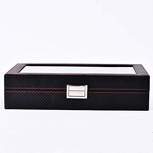 LHQ-HQ Mira la Caja 12 Ranuras Relojes de Madera con Cerradura Mostrar Cuadro de Almacenamiento con Tapa de Vidrio exhibición del Reloj (Color: Negro, Tamaño: 33x21.5x8cm) (Color : Black)
