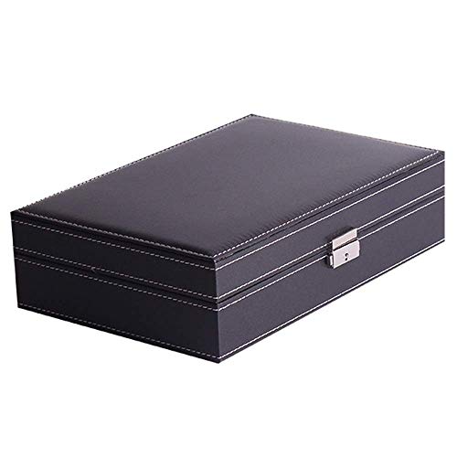 LHQ-HQ Mira la Caja con Cerradura joyería Relojes Caja de Almacenamiento con el Espejo Compatible with Las Mujeres Wathes Caja de exhibición del Reloj (Color: Negro, tamaño: Tamaño Libre)