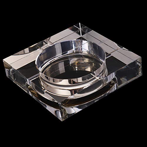 LHQ-HQ Modern Home/Oficina Arte Deco portátil Plaza Cenicero de Cristal de Oro Modelo 10 cm