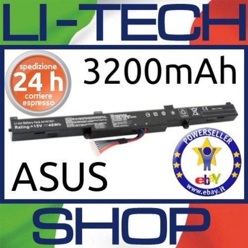 LI-TECH Batería Compatible 3200 mAh para ASUS ROG GL752VW-T4064D 4 Celdas Negro Nueva 47 WH