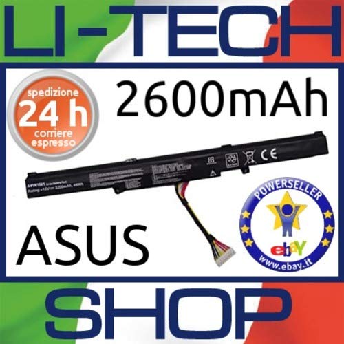 LI-TECH Batería compatible de 2600 mAh para Asus ROG GL752VW-T4064D negro ordenador batería 38 Wh
