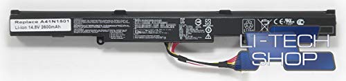 LI-TECH Batería compatible de 2600 mAh para Asus ROG GL752VW-T4064D negro ordenador batería 38 Wh