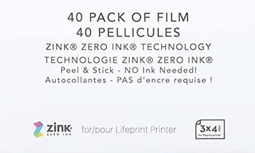 Lifeprint Papier Photo 40 - Papel Fotográfico, Papel de Impresión Fotográfica 7.6 x 5 cm, Tecnología Innovadora Zink Respetuosa con el Medio Ambiente, Cara Adhesiva, Impresión sin Tinta, 40 Unidades