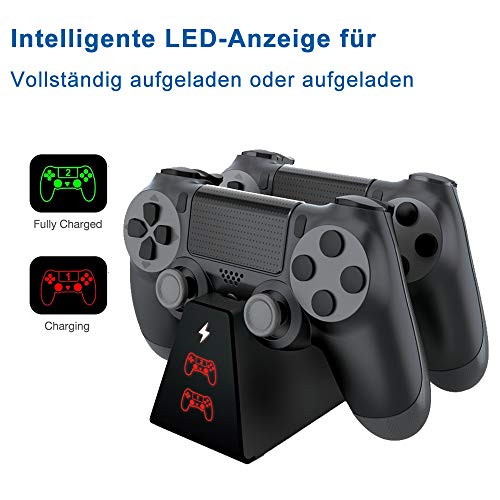 Likorlove - Estación de carga para mando de PS4, 2 horas, pantalla LED, cargador, soporte, cable micro USB para consola inalámbrica Sony Playstation 4, Slim/Pro