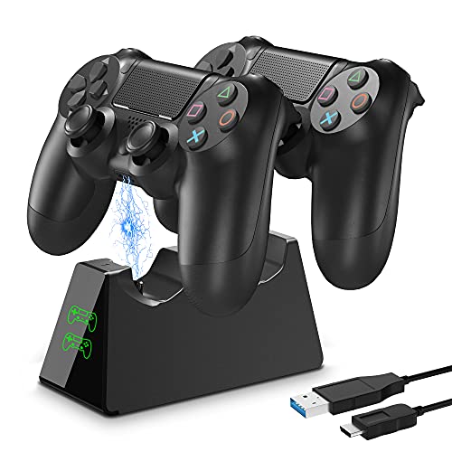 Likorlove - Estación de carga para mando de PS4, 2 horas, pantalla LED, cargador, soporte, cable micro USB para consola inalámbrica Sony Playstation 4, Slim/Pro