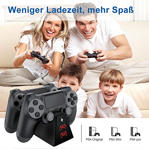 Likorlove - Estación de carga para mando de PS4, 2 horas, pantalla LED, cargador, soporte, cable micro USB para consola inalámbrica Sony Playstation 4, Slim/Pro