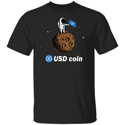 Limited USD Coin USDC Crypto to The Moon Camisa con camiseta de astronauta, Negro, XS