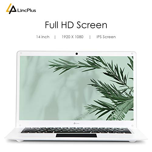 LincPlus Ordenador portátil Full HD de 14 pulgadas, Intel Celeron N3350, procesador de 4 GB de RAM, 64 GB de memoria de almacenamiento, Windows 10 en modo S, blanco