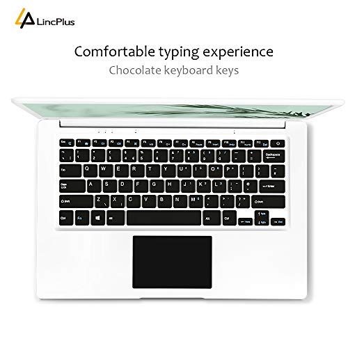 LincPlus Ordenador portátil Full HD de 14 pulgadas, Intel Celeron N3350, procesador de 4 GB de RAM, 64 GB de memoria de almacenamiento, Windows 10 en modo S, blanco