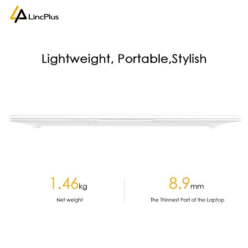 LincPlus Ordenador portátil Full HD de 14 pulgadas, Intel Celeron N3350, procesador de 4 GB de RAM, 64 GB de memoria de almacenamiento, Windows 10 en modo S, blanco