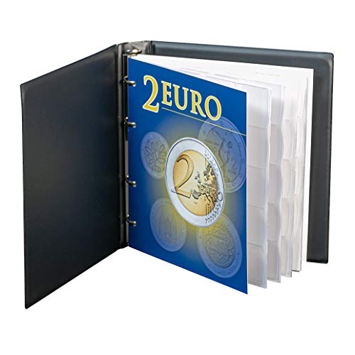 LINDNER Das Original Álbum de recortes para monedas de 2 euros, incluye 5 hojas para un total de 100 monedas, ampliable con hojas complementarias.