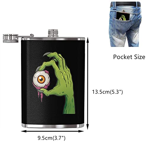 LINGF Zombie hand 8 oz para hombres, mujeres, viajes, acampada, pesca, bebida, bar, barbacoa y matraz de viaje, a prueba de fugas, cubierta de cuero, gran idea de regalo, fla