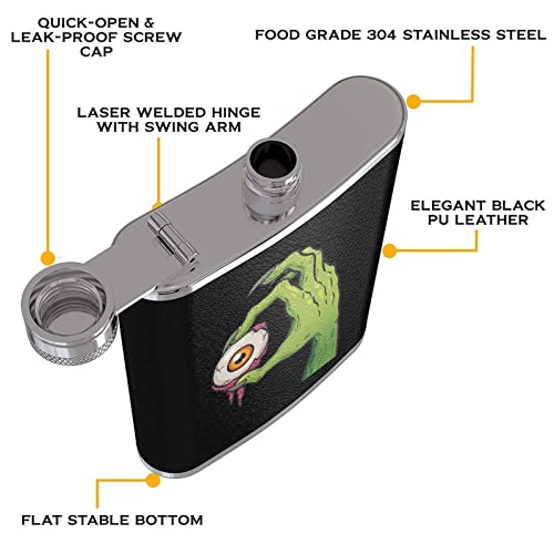 LINGF Zombie hand 8 oz para hombres, mujeres, viajes, acampada, pesca, bebida, bar, barbacoa y matraz de viaje, a prueba de fugas, cubierta de cuero, gran idea de regalo, fla