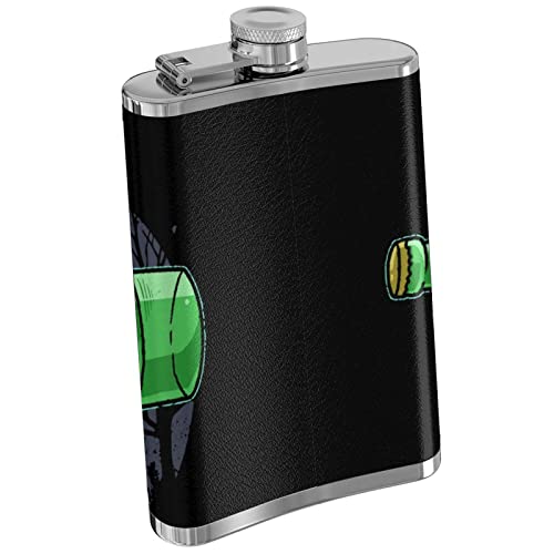 LINGF Zombie hand holding beer tattoo 8 oz para hombres, mujeres, viajes, acampar, pesca, bar, barbacoas y matraces de viaje, a prueba de fugas, flagon, funda de cuero, gran idea de regalo, fla