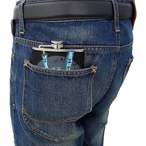 LINGF Zombie hand holding beer tattoo 8 oz para hombres, mujeres, viajes, acampar, pesca, bar, barbacoas y matraces de viaje, a prueba de fugas, flagon, funda de cuero, gran idea de regalo, fla